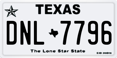 TX license plate DNL7796