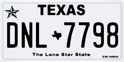 TX license plate DNL7798