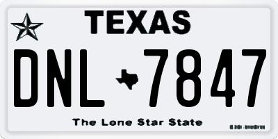 TX license plate DNL7847