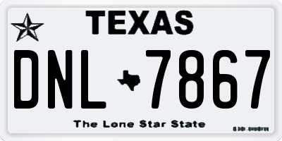TX license plate DNL7867
