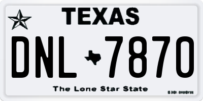 TX license plate DNL7870