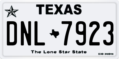 TX license plate DNL7923