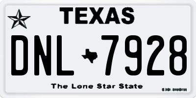 TX license plate DNL7928
