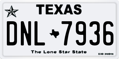 TX license plate DNL7936