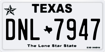 TX license plate DNL7947