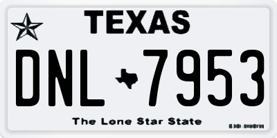 TX license plate DNL7953