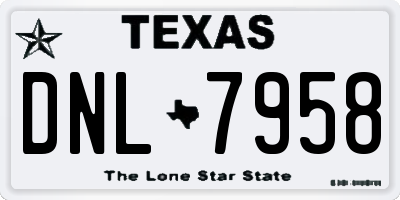 TX license plate DNL7958