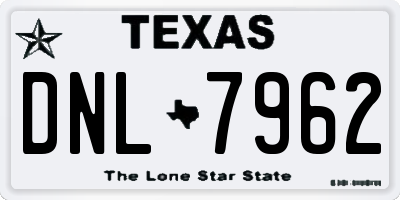 TX license plate DNL7962