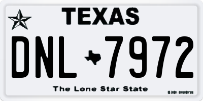 TX license plate DNL7972