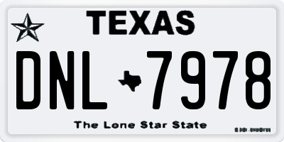 TX license plate DNL7978