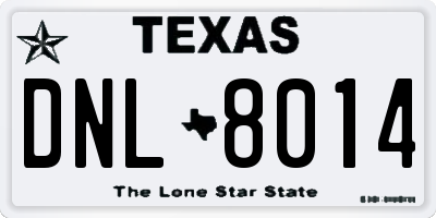 TX license plate DNL8014