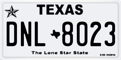 TX license plate DNL8023