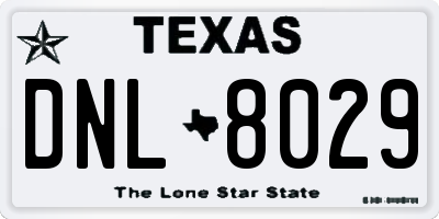 TX license plate DNL8029