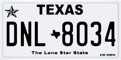 TX license plate DNL8034