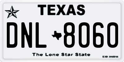TX license plate DNL8060