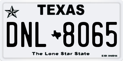 TX license plate DNL8065