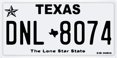 TX license plate DNL8074