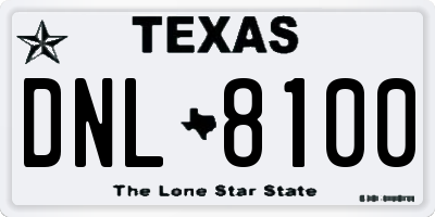 TX license plate DNL8100