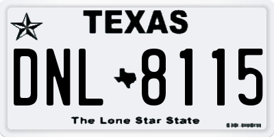 TX license plate DNL8115