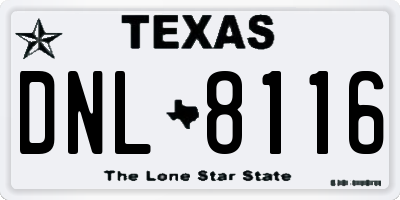 TX license plate DNL8116