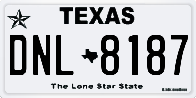 TX license plate DNL8187