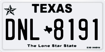 TX license plate DNL8191
