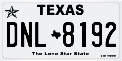 TX license plate DNL8192