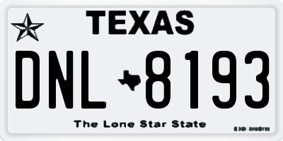 TX license plate DNL8193