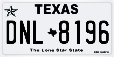 TX license plate DNL8196
