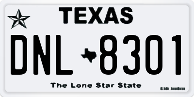 TX license plate DNL8301