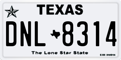 TX license plate DNL8314