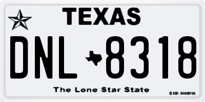 TX license plate DNL8318