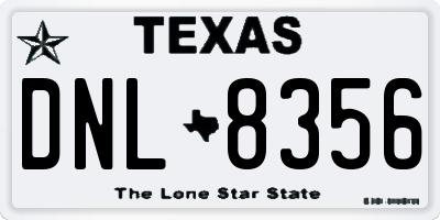TX license plate DNL8356