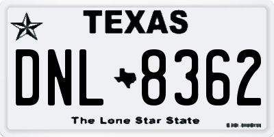 TX license plate DNL8362