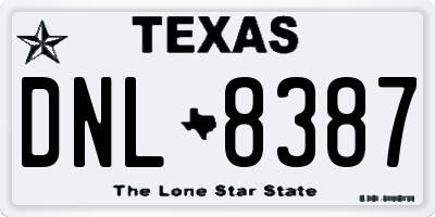 TX license plate DNL8387