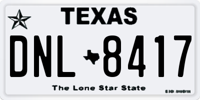 TX license plate DNL8417