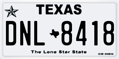 TX license plate DNL8418
