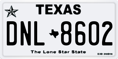 TX license plate DNL8602