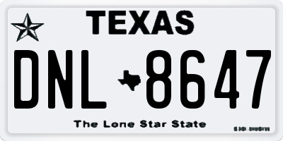 TX license plate DNL8647