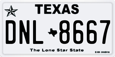 TX license plate DNL8667