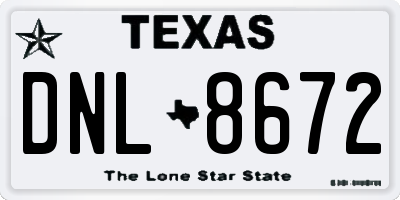 TX license plate DNL8672