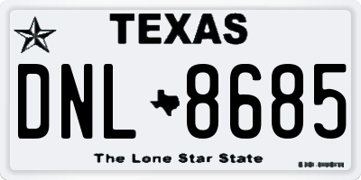 TX license plate DNL8685