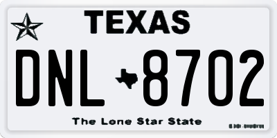 TX license plate DNL8702