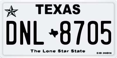 TX license plate DNL8705