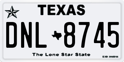 TX license plate DNL8745