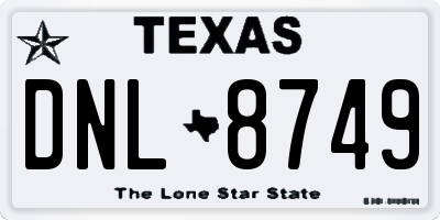 TX license plate DNL8749