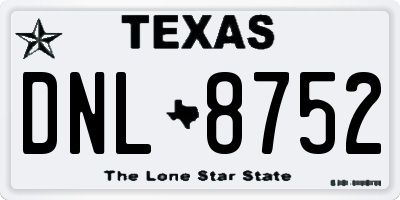 TX license plate DNL8752