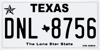 TX license plate DNL8756