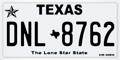 TX license plate DNL8762