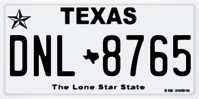 TX license plate DNL8765